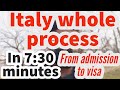 Italy whole process from admission to visa guideline.