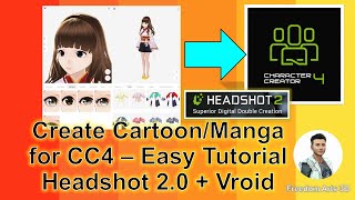 Easiest way to create Cartoon & Manga in Character Creator 4 - CC4 Headshot 2 Tutorial Vroid Studio screenshot 2