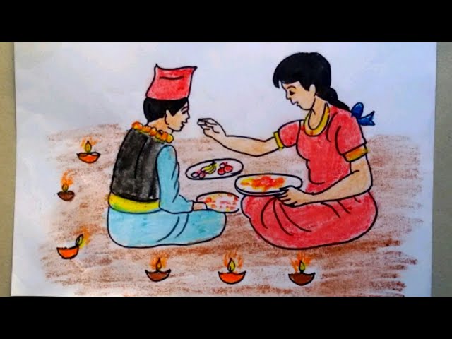 Easy draw Dashain festival drawing_linge ping _ विजया दशमी |kite festival |  KB Nepali - YouTube