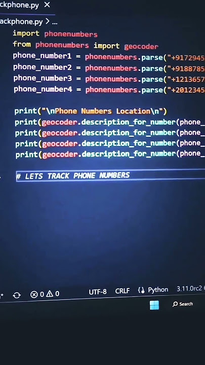 how to track phone location using python #trending #python #trackphone #viralvideo #hacker