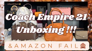 картинка: 👜Распаковка Coach Empire 21 и провал Amazon🙄 | @coach @lifewithsem #coachunboxing #coachempire21