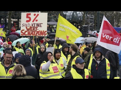 'Mega strike' in Germany: Flights, trains and buses cancelled during mass walkout on Monday