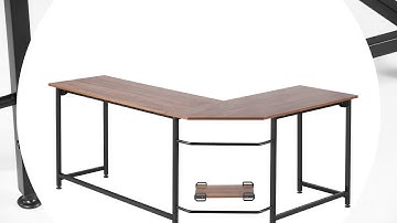 VECELO Computer Desk with CPU Stand L shape