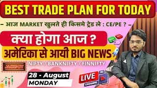 Bank Nifty/Nifty Best SETUP for today| Share Market Live Updates- Stock Market News 28th August 2023