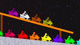 Stickman snowmobile survival race in Algodoo screenshot 1