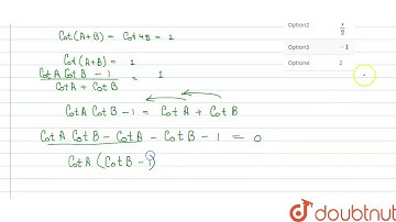 If  `A+B=45^(@)`,  then `(cotA-1) (cotB-1)` is equal to