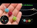Beaded ball  beaded ball charm  glass beads cable chain necklace  how to make beaded bead diy