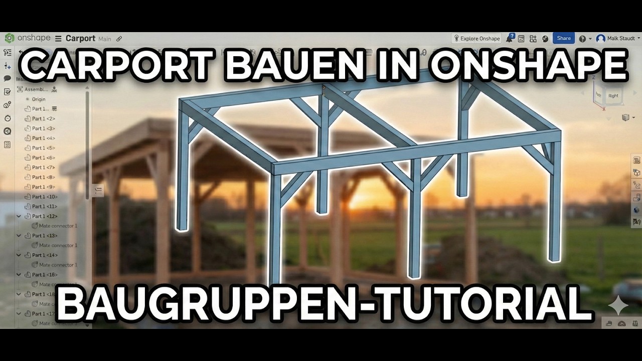 Onshape Tutorial: Carport konstruieren mit Baugruppen (Schnell & Effizient)