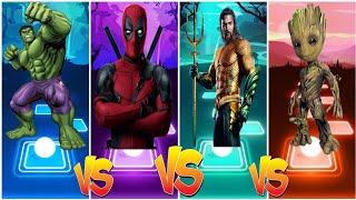 Hulk 🆚 DeadPool 🆚 Aquaman 🆚 Baby Groot | Tiles Hop EDM Rush