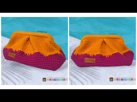 طريقة عمل شنطه كروشيه برتوفيه بكسره و بفريم سحري Crochet Bag With Hidden Claps Frame Cro Hook Art