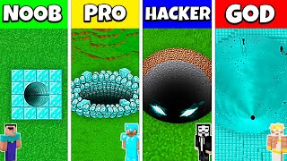 DIAMOND TUNNEL PIT HOUSE BUILD CHALLENGE - Minecraft Battle NOOB vs PRO vs HACKER vs GOD / Animation