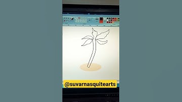 coconut tree 🌴 step by step in ms-paint #mspaint #drawing  #shorts