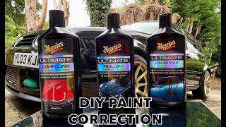 DIY PAINT CORRECTION ON A 17 YEAR OLD CAR *MEGUIARS ULTIMATE COMPOUND POLISH WAX*