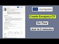 Create Free Best CV for Europe | Europass CV for Europe jobs | Europass CV Formats