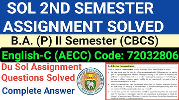English C 2nd Semester Assignment solved | English C Assignment Answer | B.a prog English Assignment