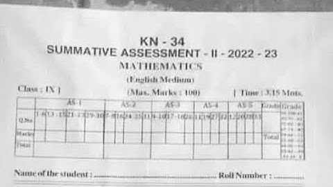 9th class SA-2 Mathematics Original Question Paper 2022-23 💯✍️☑️