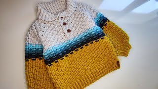 Crochet #70 How to crochet boys 'October' sweater / pullover Part 2