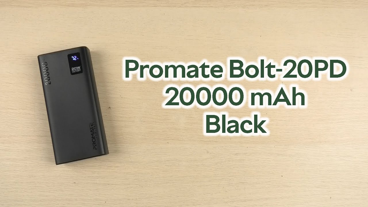 Promate 20000mah Smart Charging Power Bank - Black