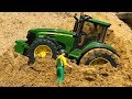 BRUDER TRACTOR IN TROUBLE! Tractor MUD RIDE stuck in sand Action video for kids