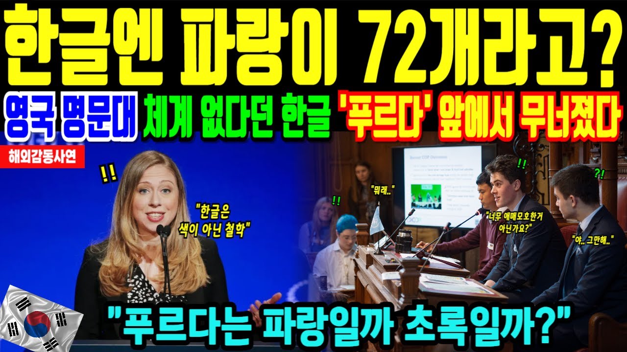 옥스퍼드 대학 한글 색깔 언어의 다양성 무시하더니 결국 '푸르다' 한마디에 무릎꿇었다 [해외감동사연]