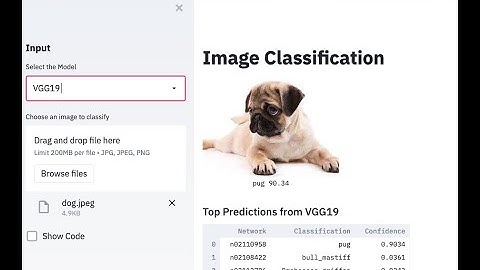 Demonstration of building an UI for Image Classification (ImageNet) using Streamlit in Python