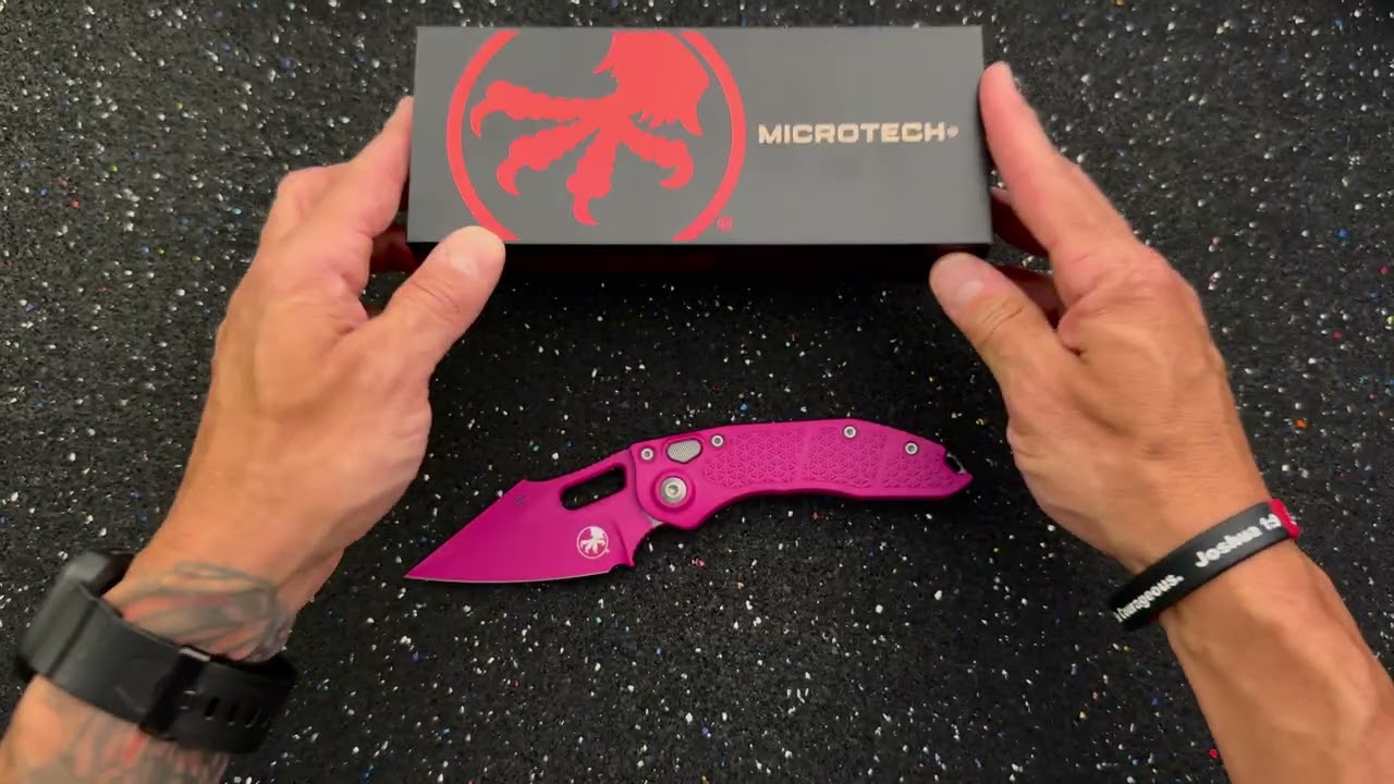 TECH テック MY02 新品 組立途中 ピンクアルマイト Microtech Stitch Automatic Folding Knife Pink Cerakote 3.75