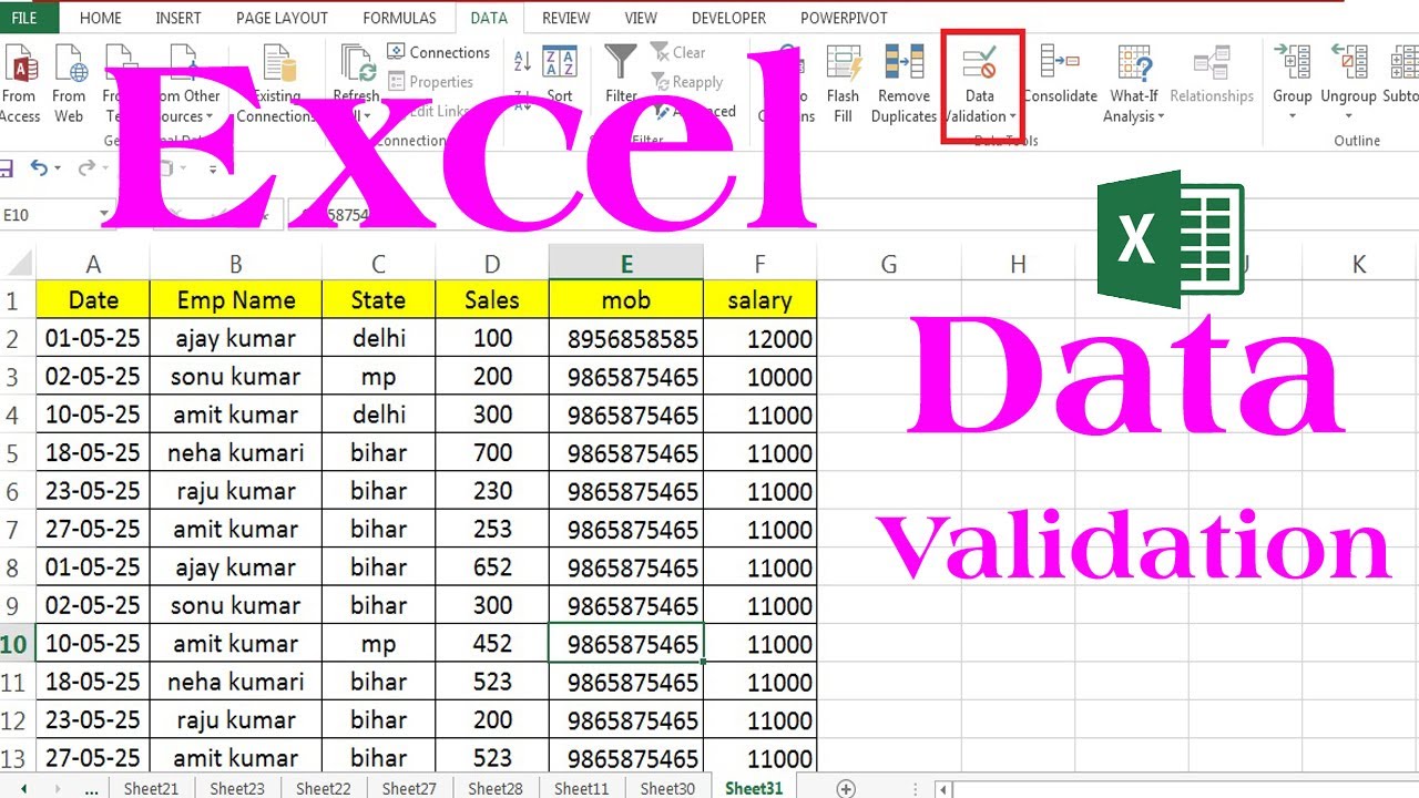 excel data validation | data validation in excel | data validation ...