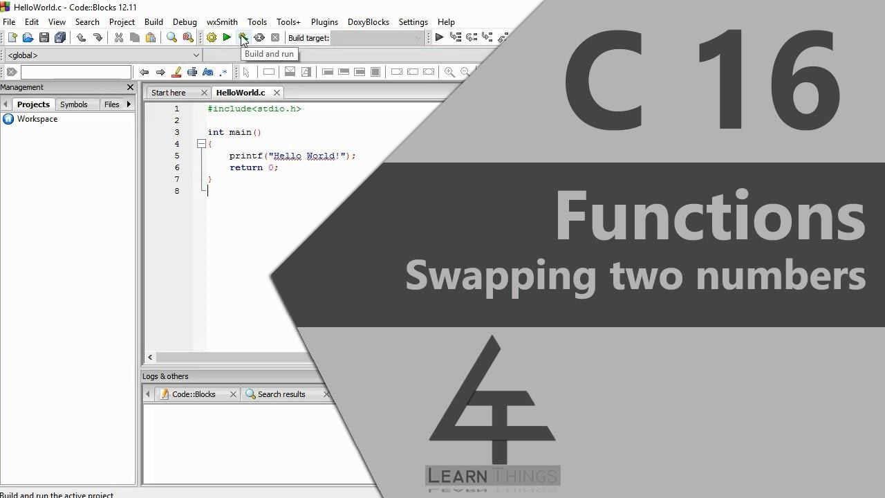 C 16- Functions - Swapping two numbers | Learn Things - YouTube