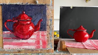 Red Teapot | Still Life Oil Painting