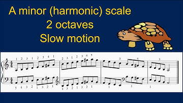 A minor harmonic scale 2 octaves, slow motion #pianotutorial