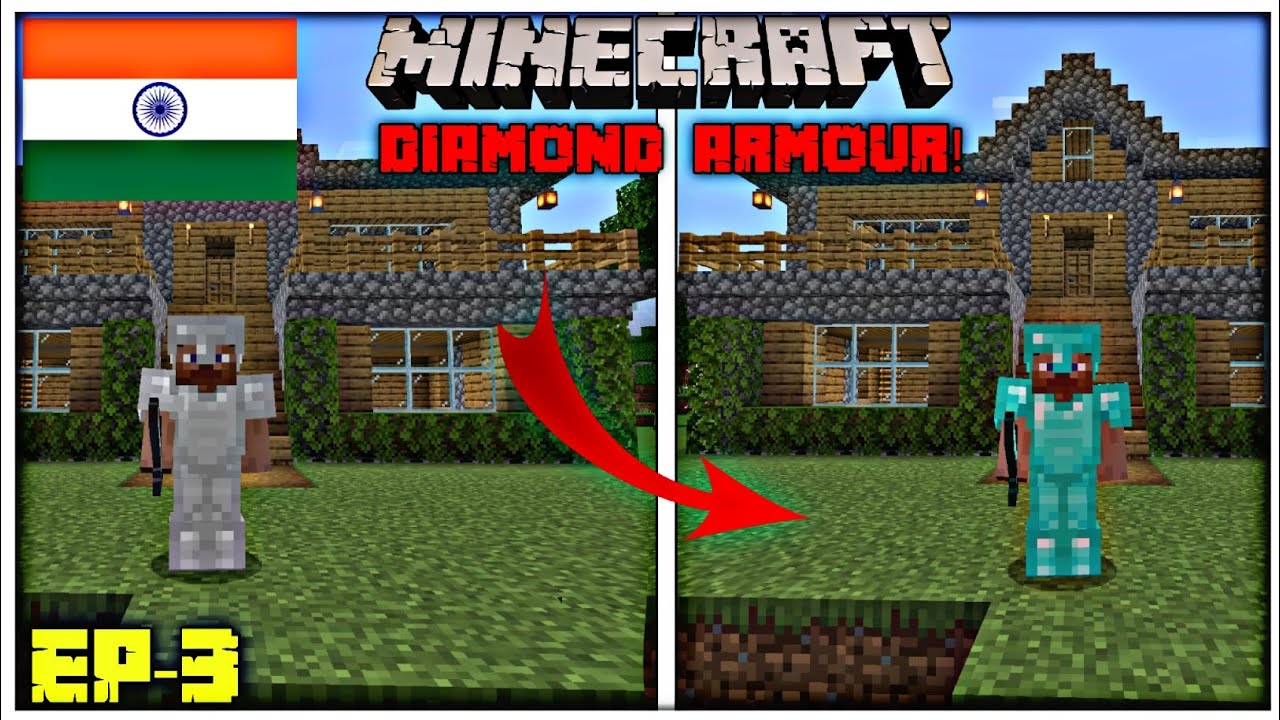 Minecraft Pe 1.20 Survival Series Ep-3|I Made Full Diamond Armour ...
