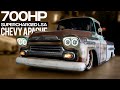 Loud 700hp chevy apache truck doing burnouts on the vegas strip