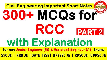 300+ MCQ For Reinforced Cement Concrete | RCC Most Important MCQ for SSC JE, GATE, RRB JE,DSSSB #2
