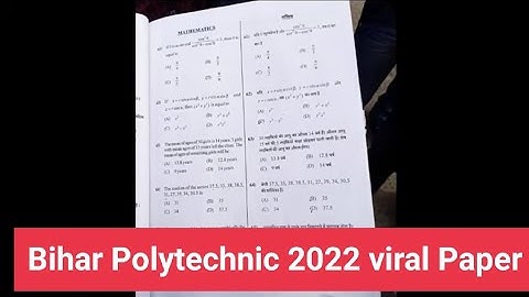 😨 Bihar Polytechnic 2022 answer key | Bihar Polytechnic questions paper 2022 with answer viral paper