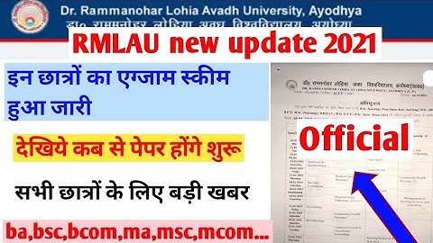 RMLAU Exam scheme 2021||rmlau exam scheme 2021 releases||ba,bsc,bcom,ma,msc,mcom bsc nursing...||