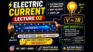 ⚡ Electric Current Lecture 02 |🔥 What Really Causes Current Flow? | Drift Velocity &amp; Ohm's Law