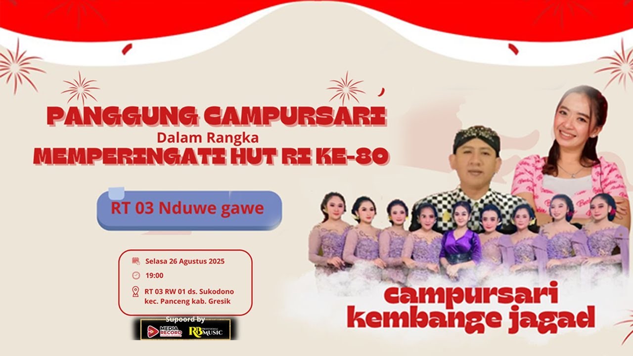 TASYAKURAN WARGA RT 03 SUKODONO  BERSAMA CAMPUR SARI KEMBANGE JAGAD DALAM RANGKA HUT KE-80 RI