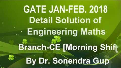 Lecture-1 Gate 2018-Engineering Maths Solution for Civil Engineering