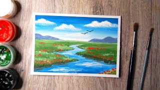 Как нарисовать летний пейзаж гуашью