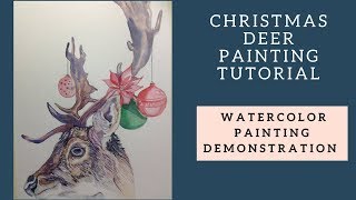 How to paint a Holiday Deer –Christmas Theme - Watercolor Tutorial and Time lapse Ever since I have been in the US one of my favorite things to do in the Holiday season is to put up a Christmas tree and decorate it. It
