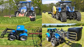 Grasernte 2023 Gras mähen pressen gewickelte Rundballen verladen Traktor &amp; Presse Futter  Milchkühe