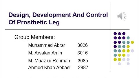 EE-A3 # Design, Development and control of Prosthetic leg using EMG signal (Presentation video)
