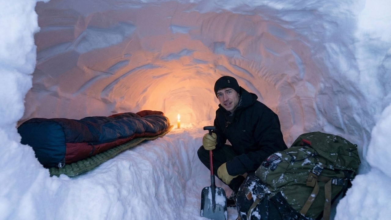 -15°c, Así que Hice una Cueva bajo 2m de Nieve para Pasar la Noche...🥶