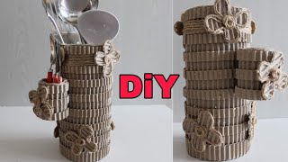 DIY how to make spoon and  Fork organizer using cardboard, Empty water box
