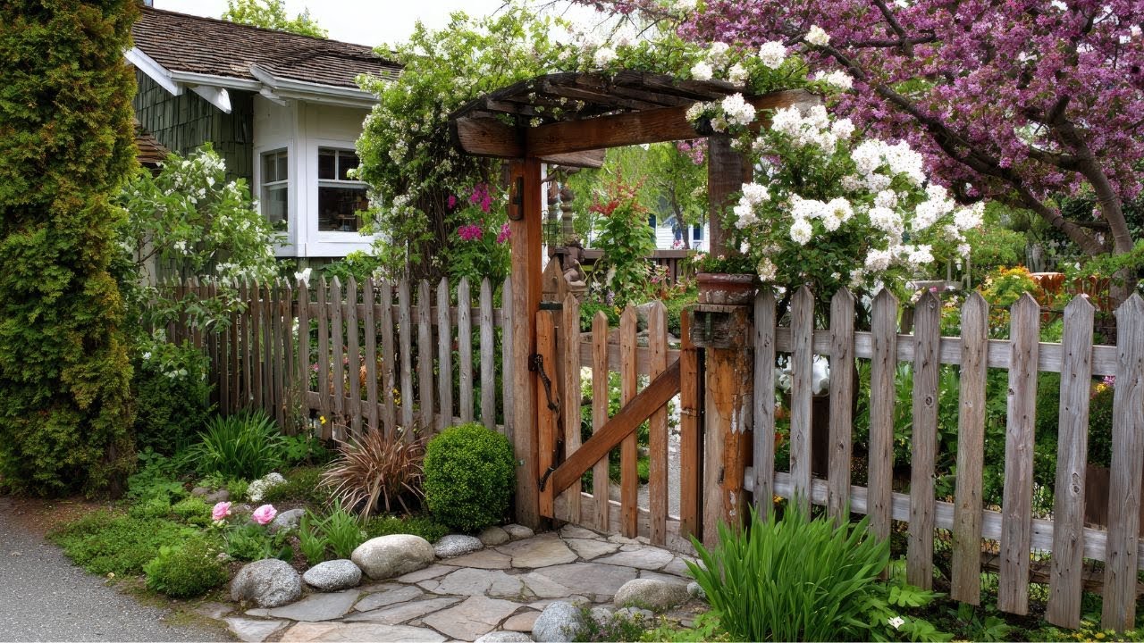 Timeless Rustic Elegance 🌿Small Garden, Fence & Patio Makeover for Charming Front Yards