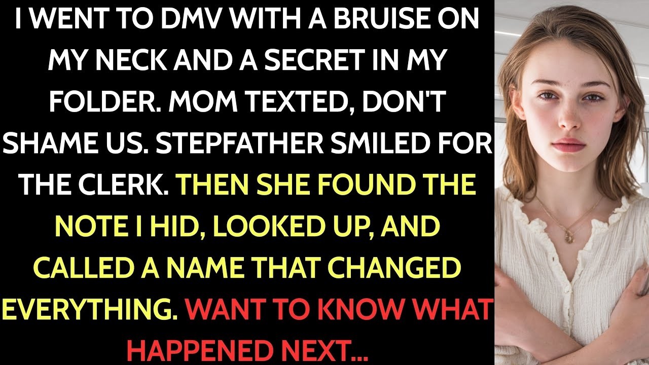 My Stepfather beat me at DMV—Mom said “Don’t shame us”—then the clerk read one note...