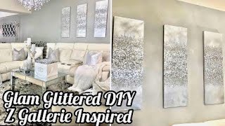 DIY Z Gallerie Inspired DIY Glitter Wall Art Best Inexpensive Glam I  Crushed Mirrored Home Decor 