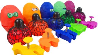 Learn Colors and Animals with Squishy Mesh Balls and Shape Play Doh Surprise Eggs Toys