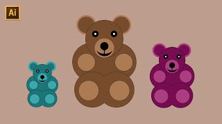 How To Make Furry Teddy Bear🧸 - Minimal & Flat Design - Adobe Illustrator Tutorial