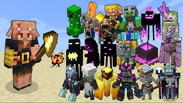 Piglin Brute with Golden Spear vs Minecraft Dungeons Mobs